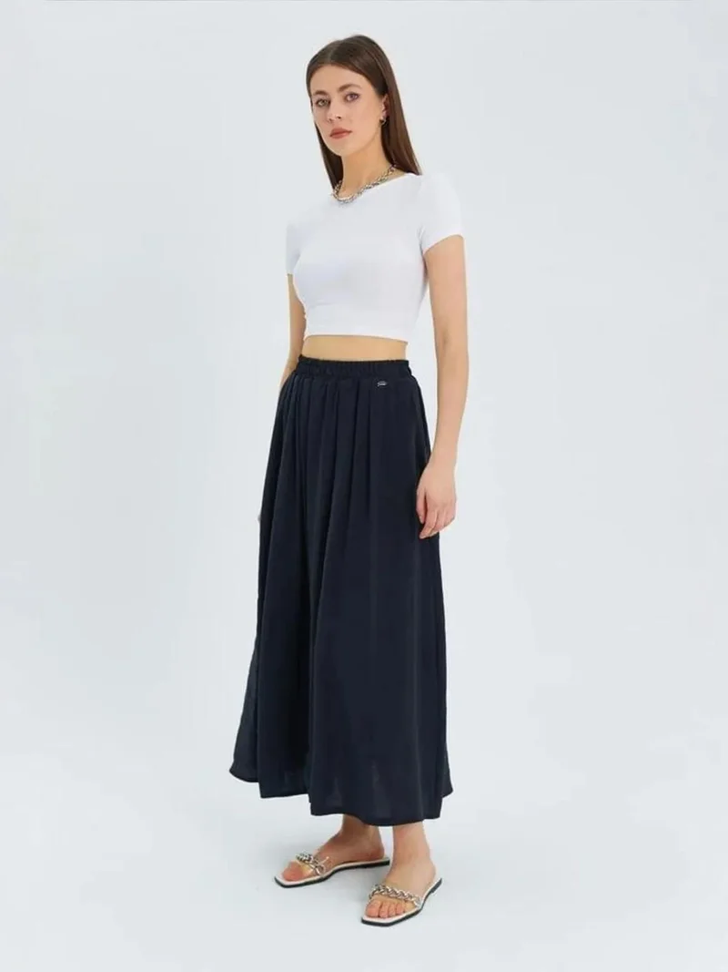 MixRay Mixray High-Waisted Long Skirt with Pockets